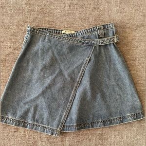 Miami wrap denim mini skirt